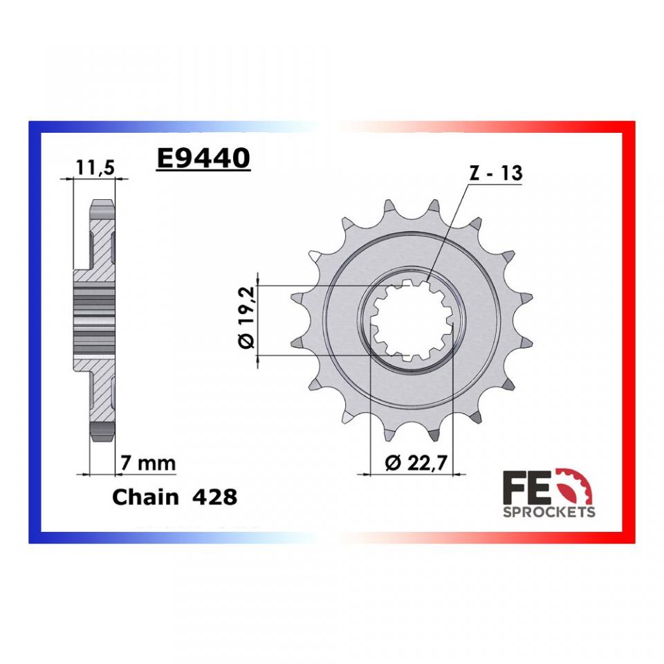 Pignon sortie boite FE pour moto Suzuki 125 Dr-Z Petites Roues 2003 à 2018 Neuf