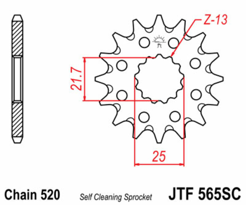 Pignon de sortie de boite JT Sprockets pour Moto Gas gas 450 EC-F 2013 à 2015 JTF565.13SC / 13 dents Pas 520 Neuf