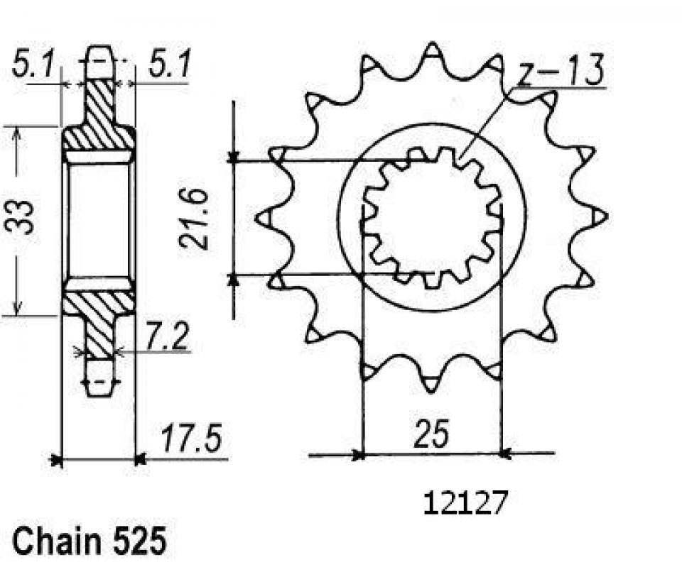 Pignon de sortie de boite Sifam pour Moto Honda 400 Cbr Rr 1993 Neuf