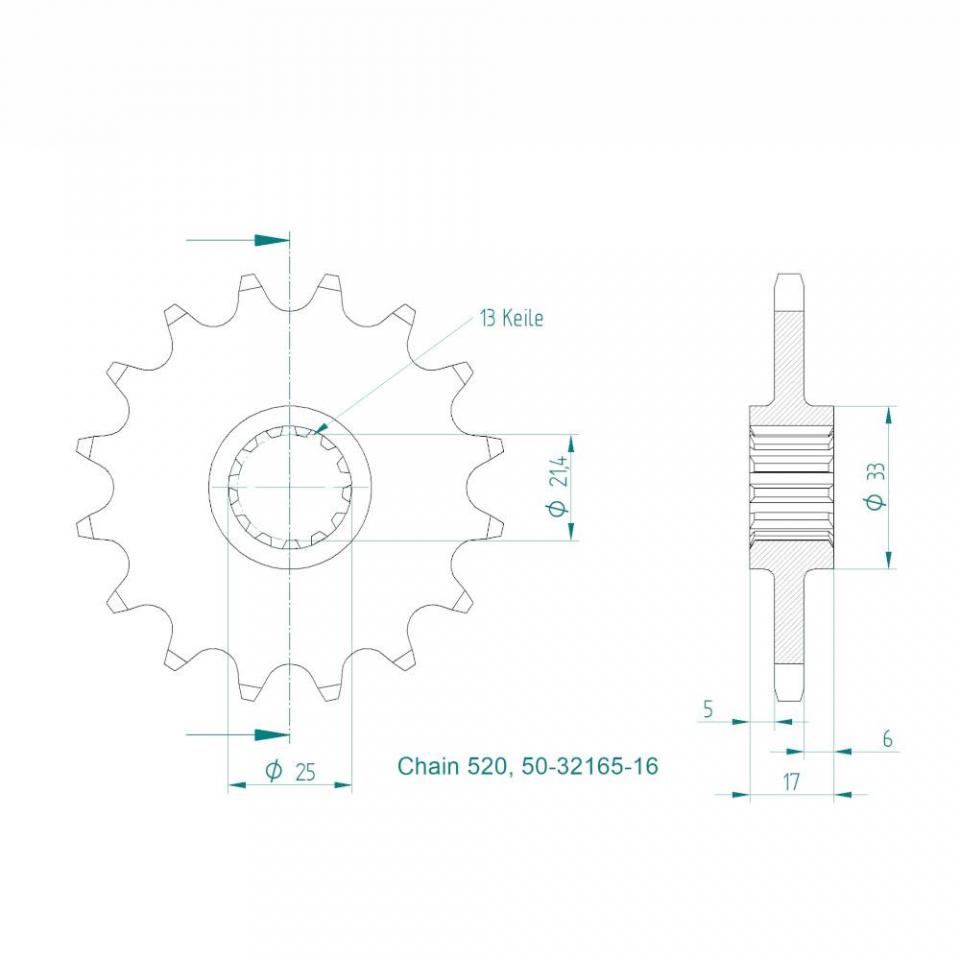 Pignon sortie de boite Esjot pour moto Honda 500 CB HORNET E5+ 16 dents pas 520