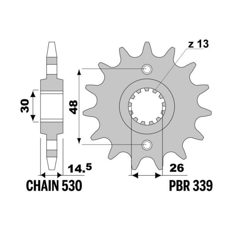 Pignon de sortie de boite PBR pour Moto Honda 1000 Vf F F2 1985 à 1987 339 16 18NC / 16 dents pas 530 Neuf