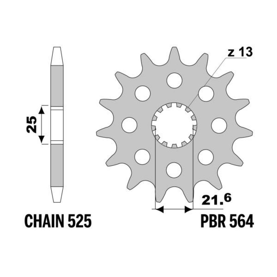 Pignon de sortie de boite PBR pour moto Suzuki 600 Gsx-R 1997 à 2017 564 15 18NC / 15 dents P525 Neuf