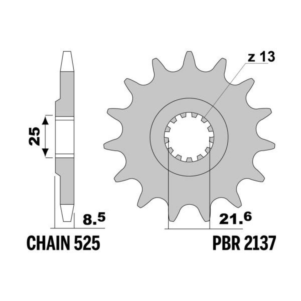 Pignon sortie de boite PBR pour moto Kawasaki 1000 Z SX 2137 16 18NC 16dts Neuf