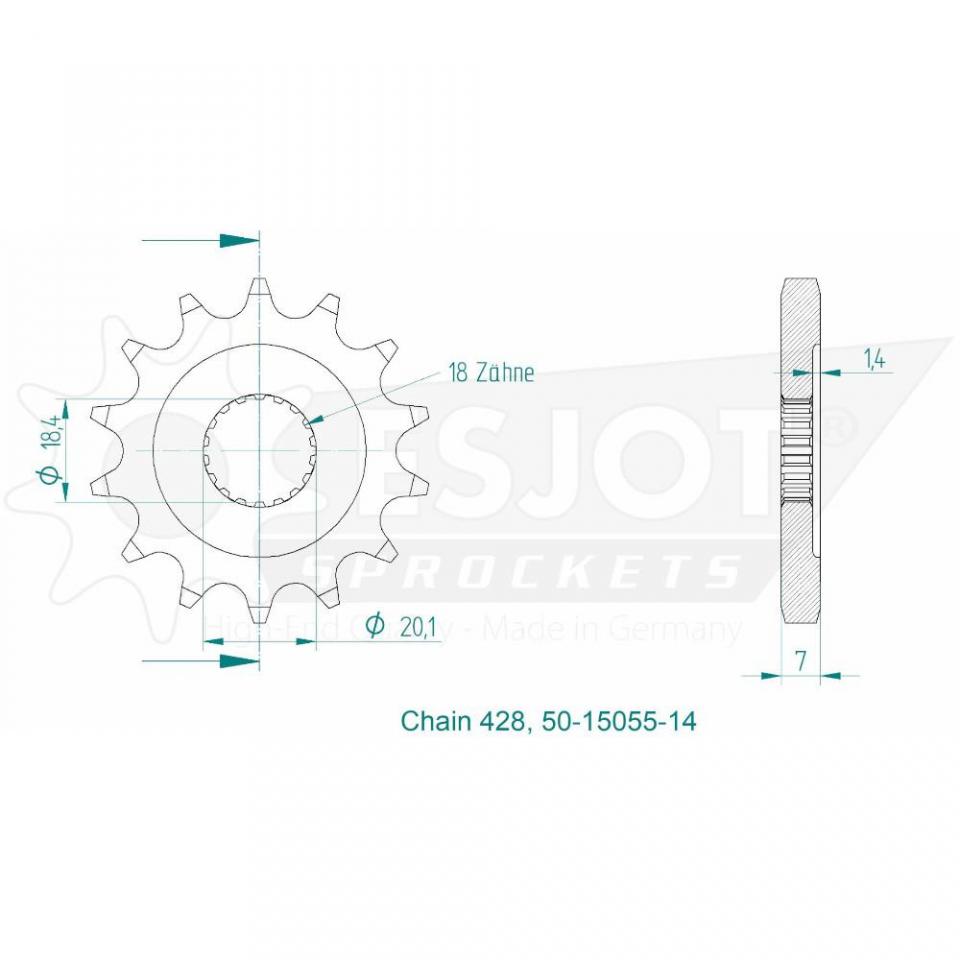 Pignon de sortie de boite Esjot pour Moto Benelli 125 Leoncino 2022 à 2025 Neuf