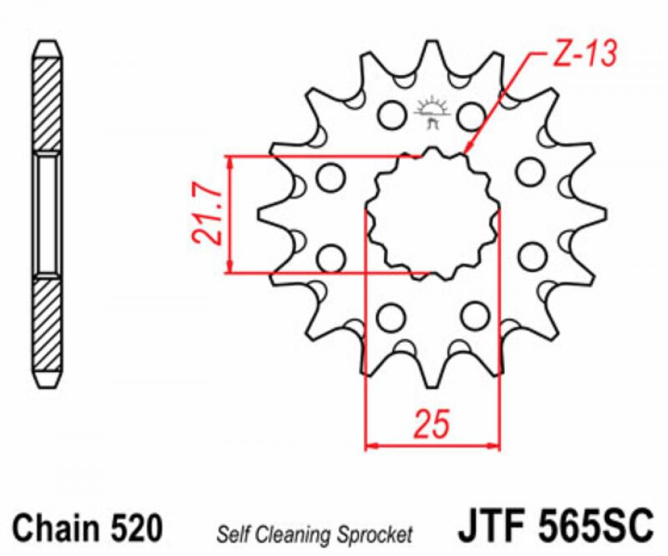 Pignon sortie boite JT Sprockets pour moto Kawasaki 250 KX 14dts 520 JTF565.14SC