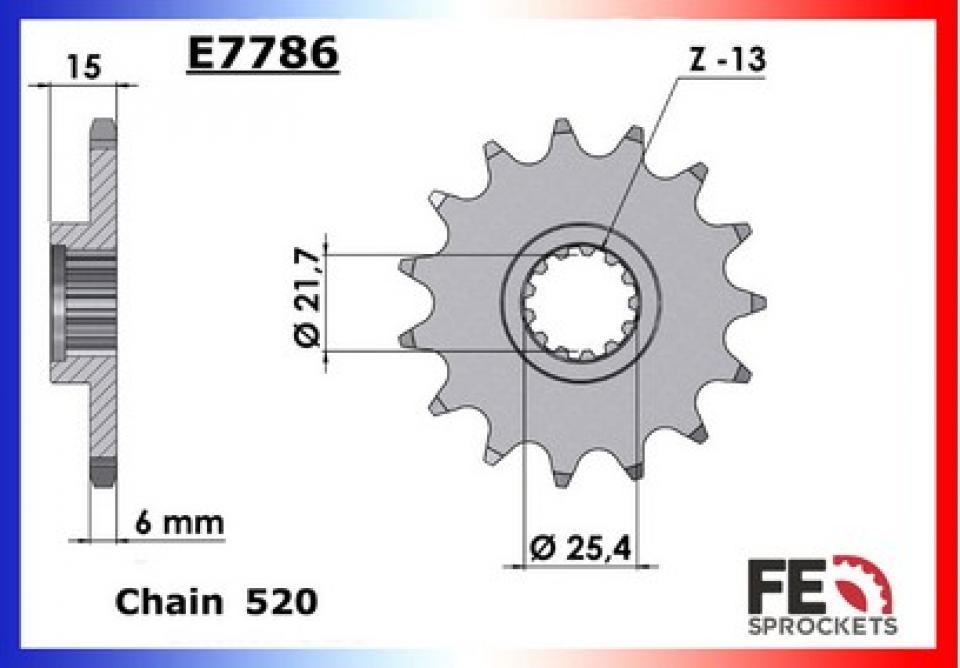 Pignon de sortie de boite France Equipement pour Moto Kawasaki 600 ZX6R 2003 à 2005 13 dents Neuf