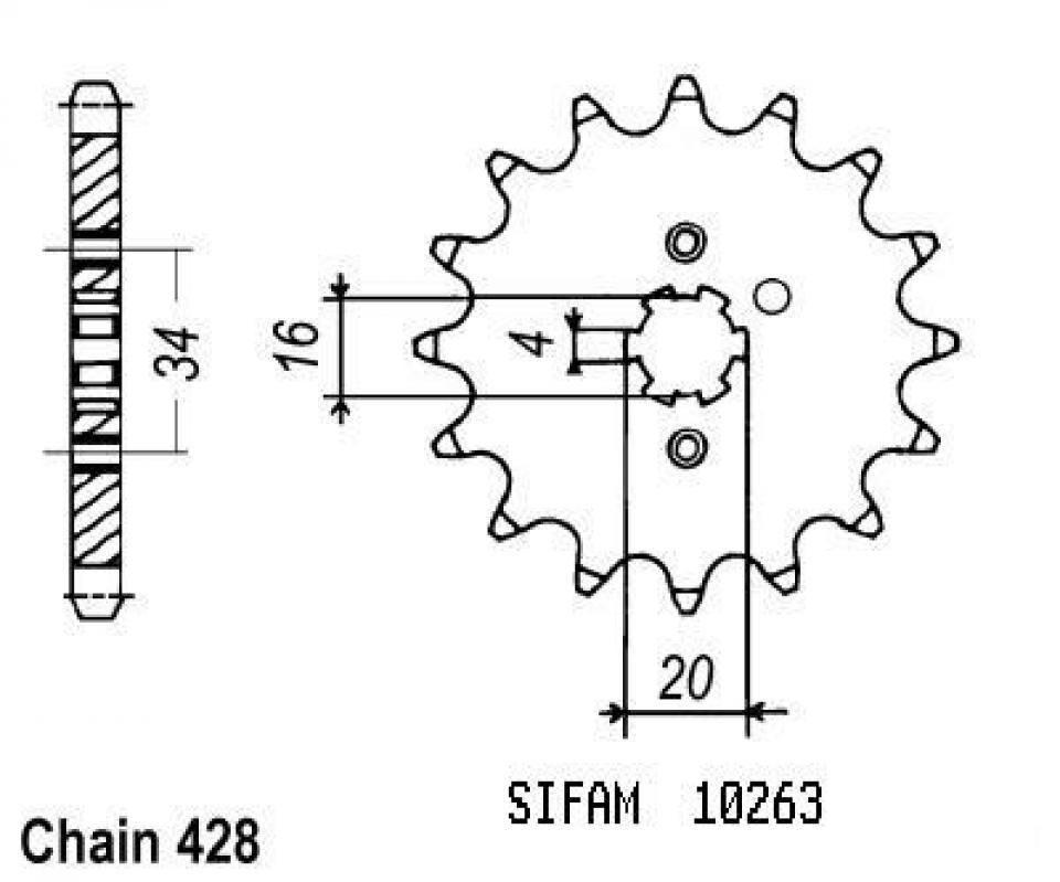 Pignon de sortie de boite Sifam pour Moto Suzuki 125 DR 2008 à 2013 Neuf