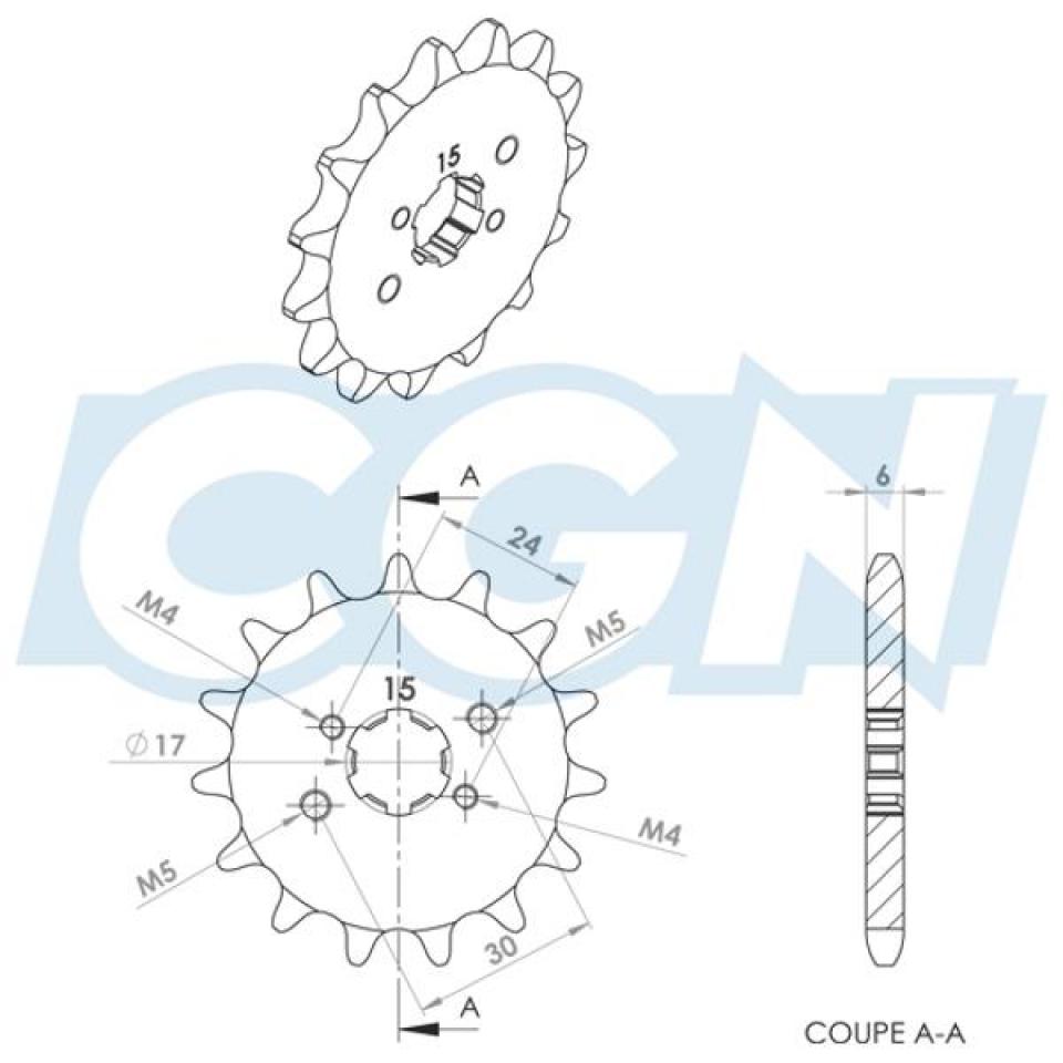 Pignon de sortie de boite Teknix pour Moto Derbi 50 GPR Après 1999 15 dents pas 420 Neuf