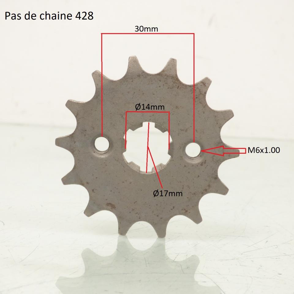 Pignon de sortie de boite pour Dirt bike Chinois 14 dents Pas 428 Ø14/17mm neuf