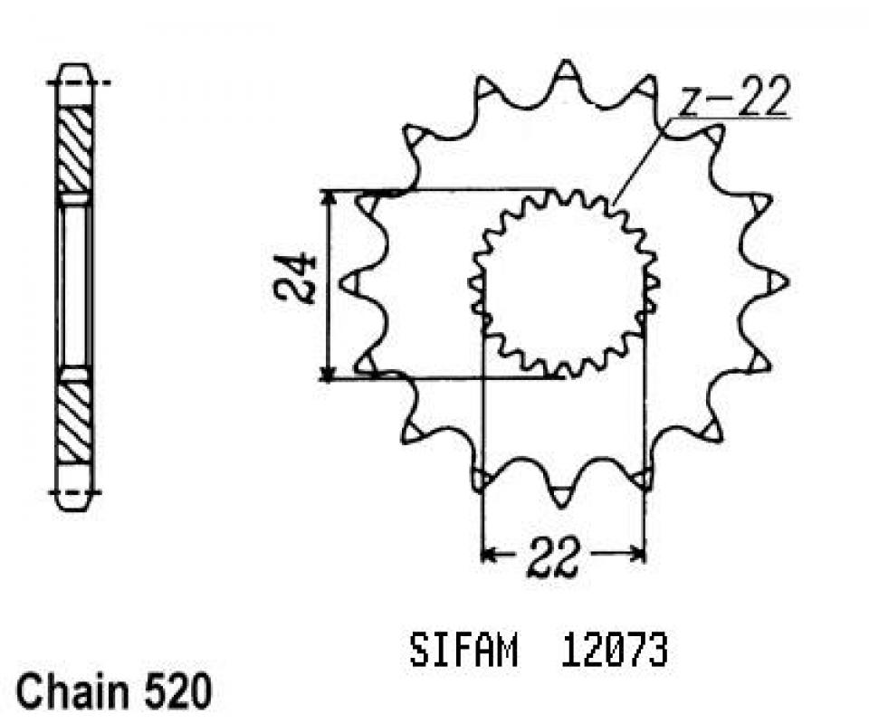 Pignon de sortie de boite Sifam pour Quad CAN-AM 450 DS X MX 2009 à 2016 14 dents Neuf