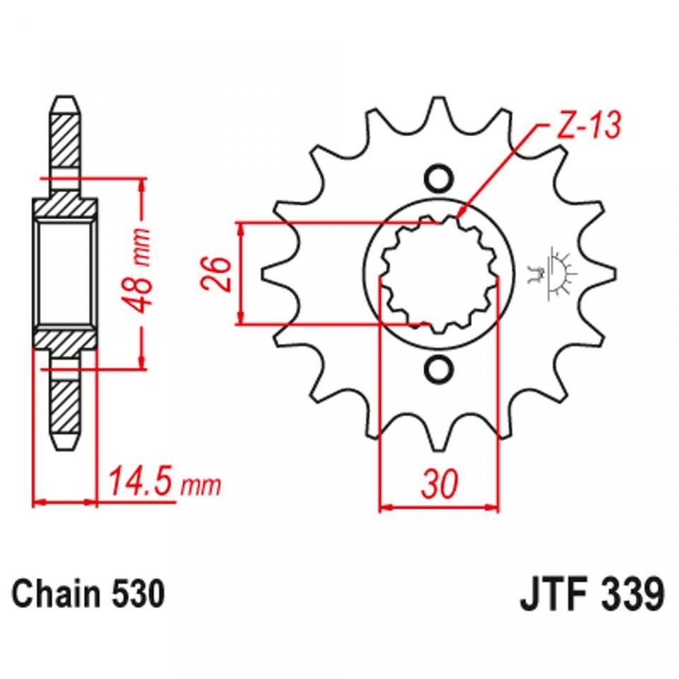 Pignon de sortie de boite pour Moto Honda 1100 CBR 1981 à 1985 JTF339.15 / 15 dents pas 530 Neuf