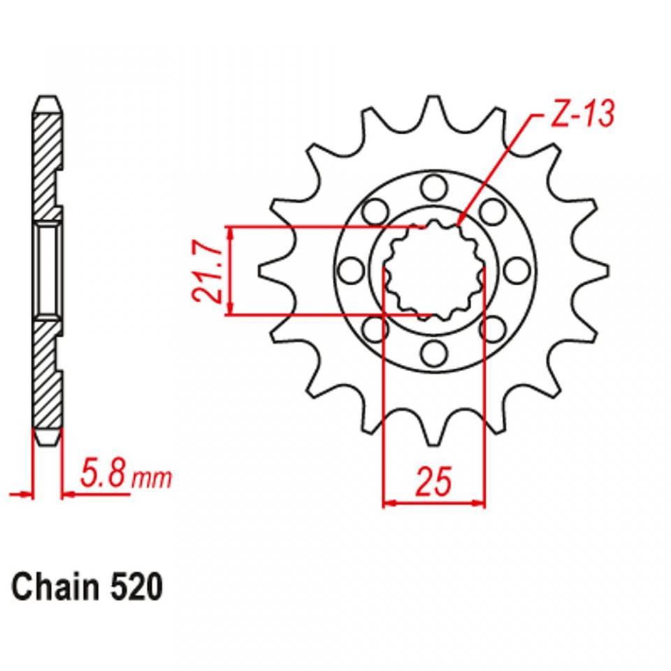 Pignon de sortie de boite JT Sprockets pour Moto Kawasaki 450 KXF 2006 à 2018 JTF1565.13SC / 13 dents pas 520 Neuf