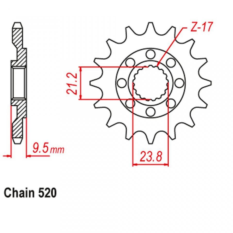 Pignon de sortie de boite JT Sprockets pour Moto Honda 500 CR 1988 à 2001 JTF284.14SC / 14 dents pas 520 Neuf