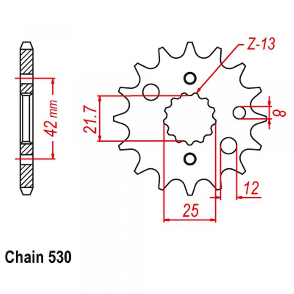 Pignon de sortie de boite JT Sprockets pour Moto Kawasaki 800 VN classic 1996 à 2006 JTF519.17 / 17 dents pas 530 tyoe 519 Neuf