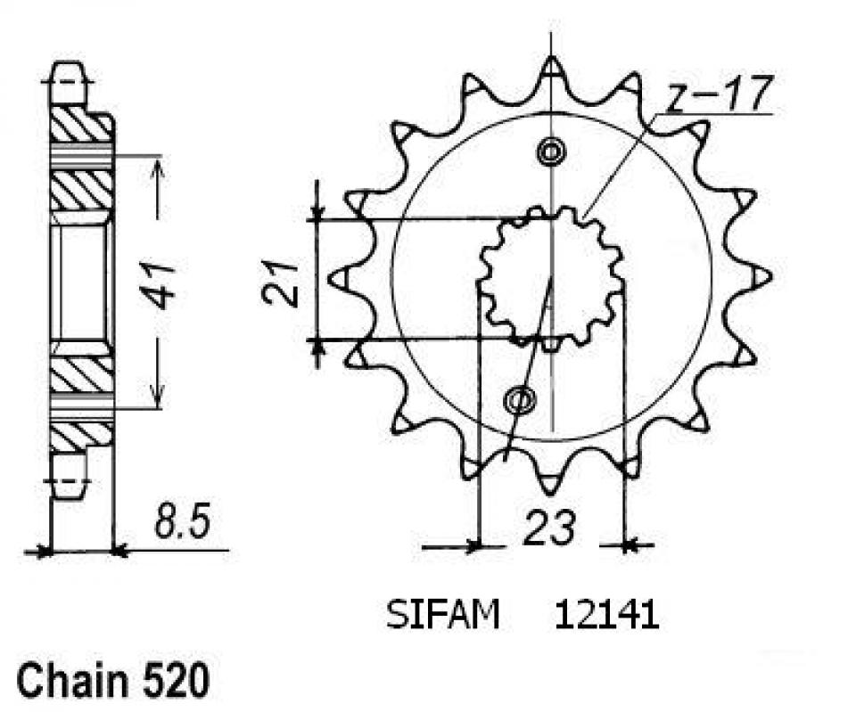 Pignon de sortie de boite Sifam pour Quad Honda 400 TRX EX 1999 à 2008 15 dents pas 520 type 1322 Neuf