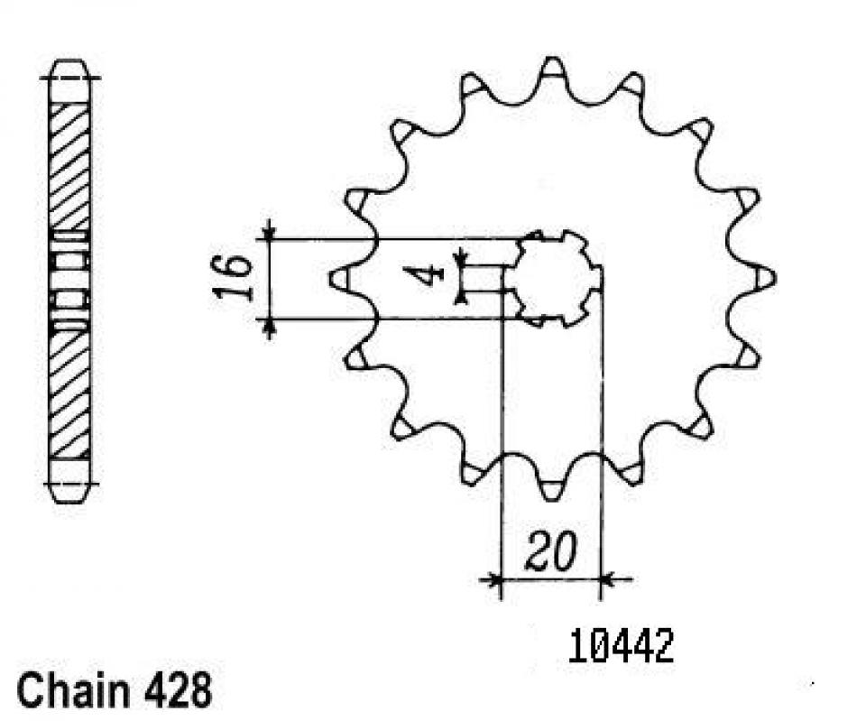 Pignon de sortie de boite Sifam pour Moto Yamaha 80 YZ grandes roues 1994 à 2001 13 dents pas 428 type 416 Neuf