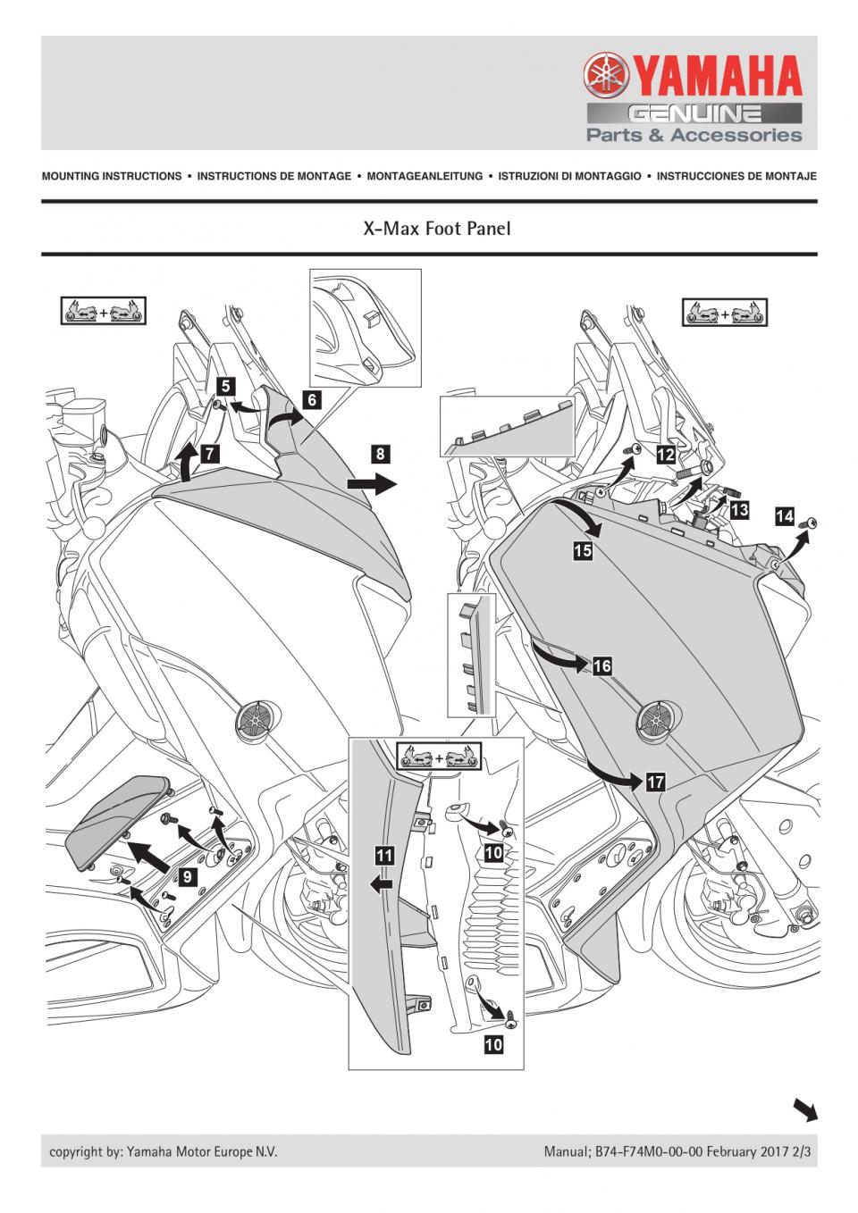 Protection de marche pied pour scooter Yamaha 125 X-Max Après 2017 B74F74M00000