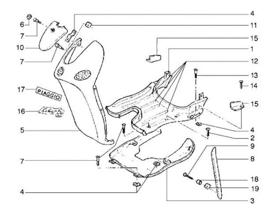 Protection de marche pied origine pour scooter Piaggio 50 Liberty 573983 Neuf