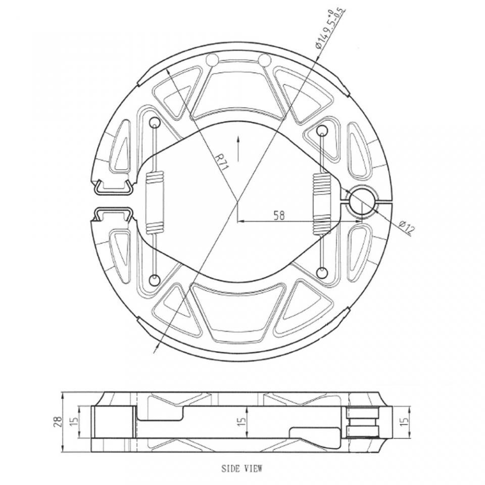 Mâchoire de frein Perftec pour Scooter Yamaha 125 NXC CYGNUS X INJECTION 2007 à 2016 AR Neuf