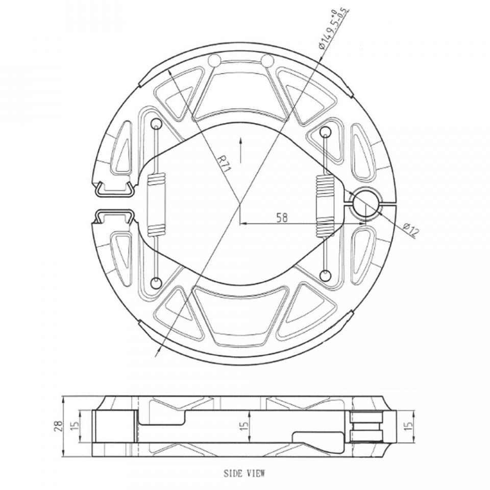 Mâchoire de frein Perftec pour Scooter MBK 125 Hw Oceo 2012 à 2017 AR Neuf