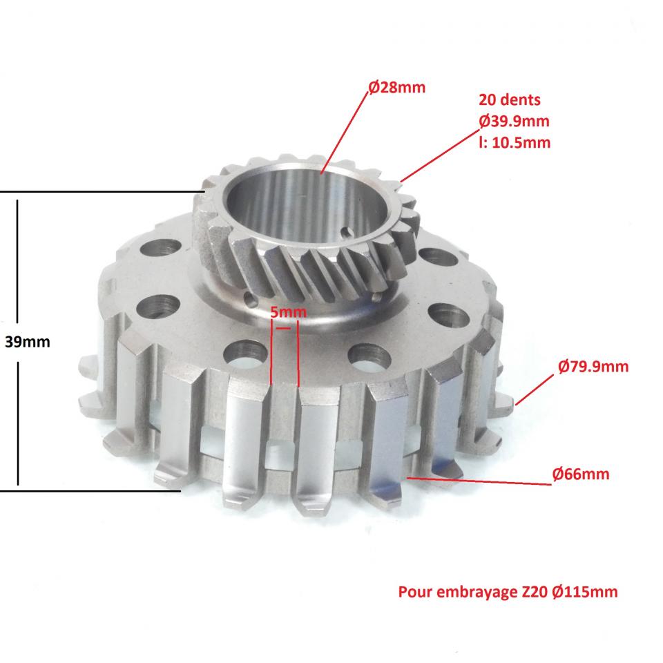 Cloche noix engrenage embrayage Z20 Ø115mm RMS pour scooter Vespa PX 125 2868995