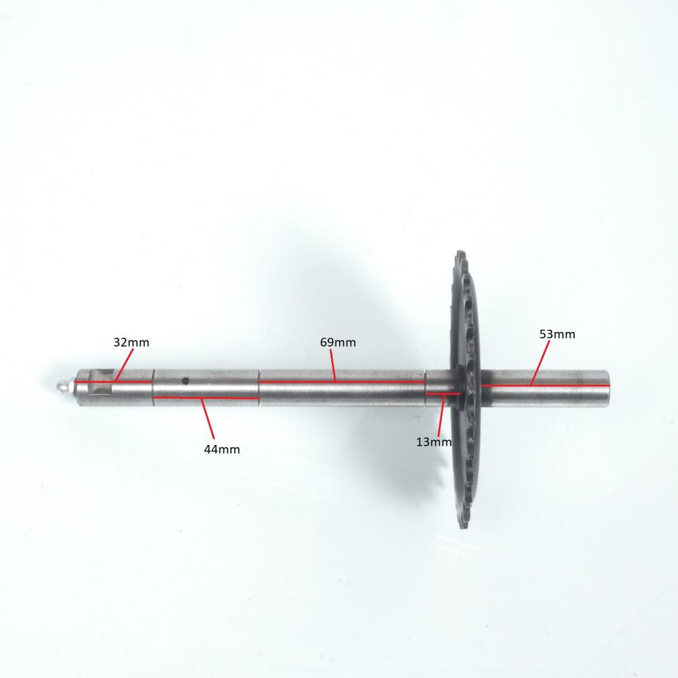 Axe de pédalier pour mobylette MBK 50 51 gris 3 clips 28 dents avec graisseur