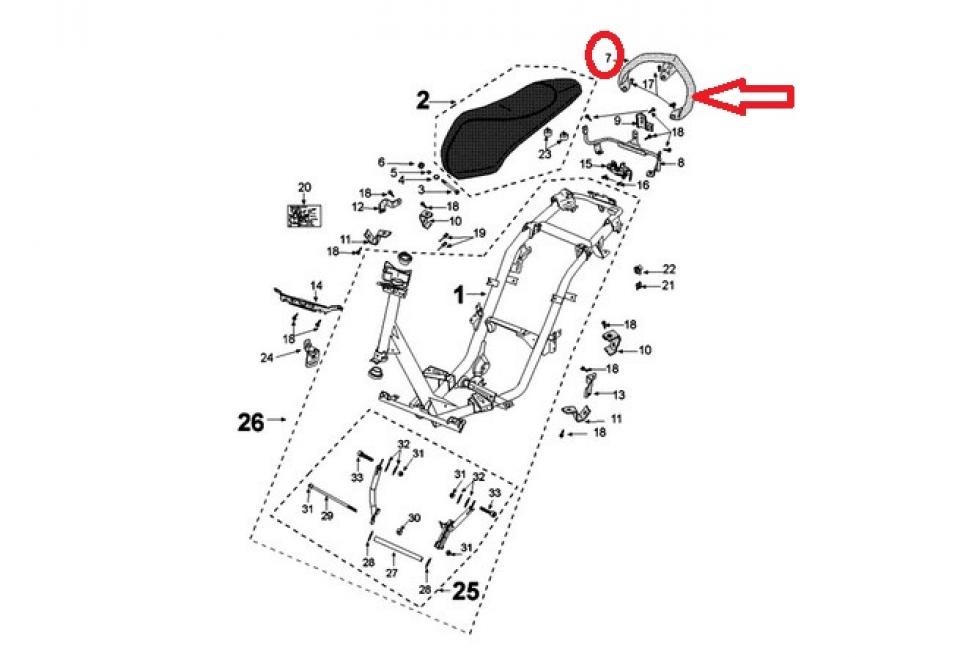 Poignée passager pour scooter Peugeot 50 Kisbee 2T 117791900 Noir 779190NK
