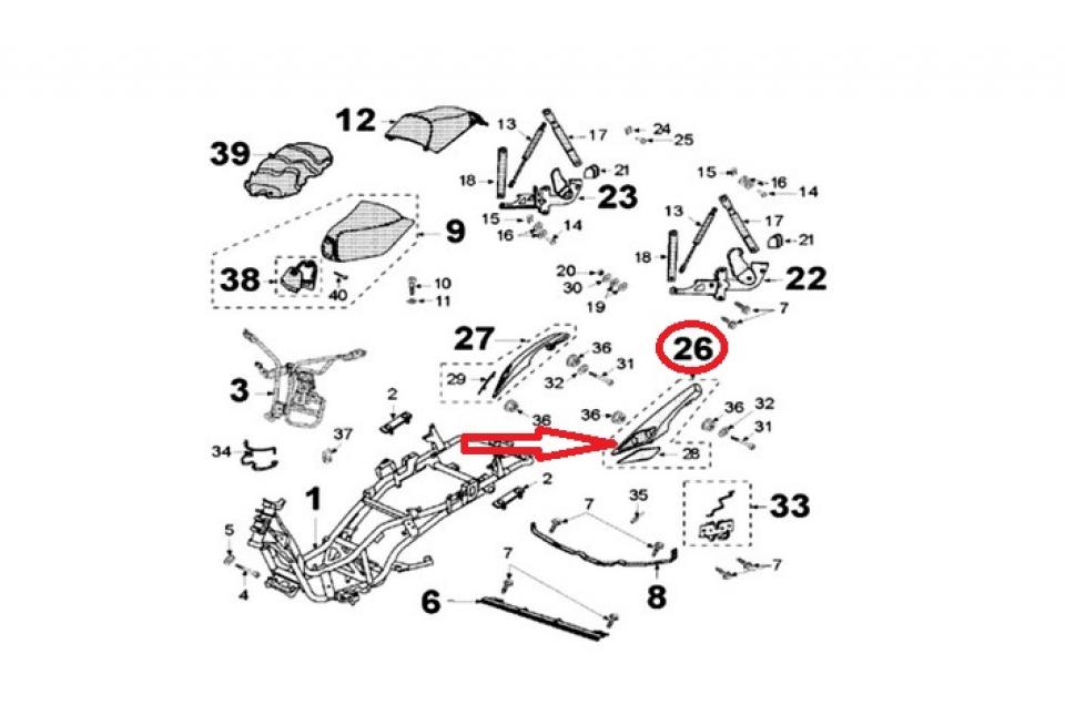 Poignée passager G pour scooter Peugeot 125 Satelis 769778N1 784715N1 Noir