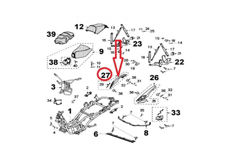 Poignée passager D pour scooter Peugeot 125 Satelis 769779N1 784716N1 Noir Neuf
