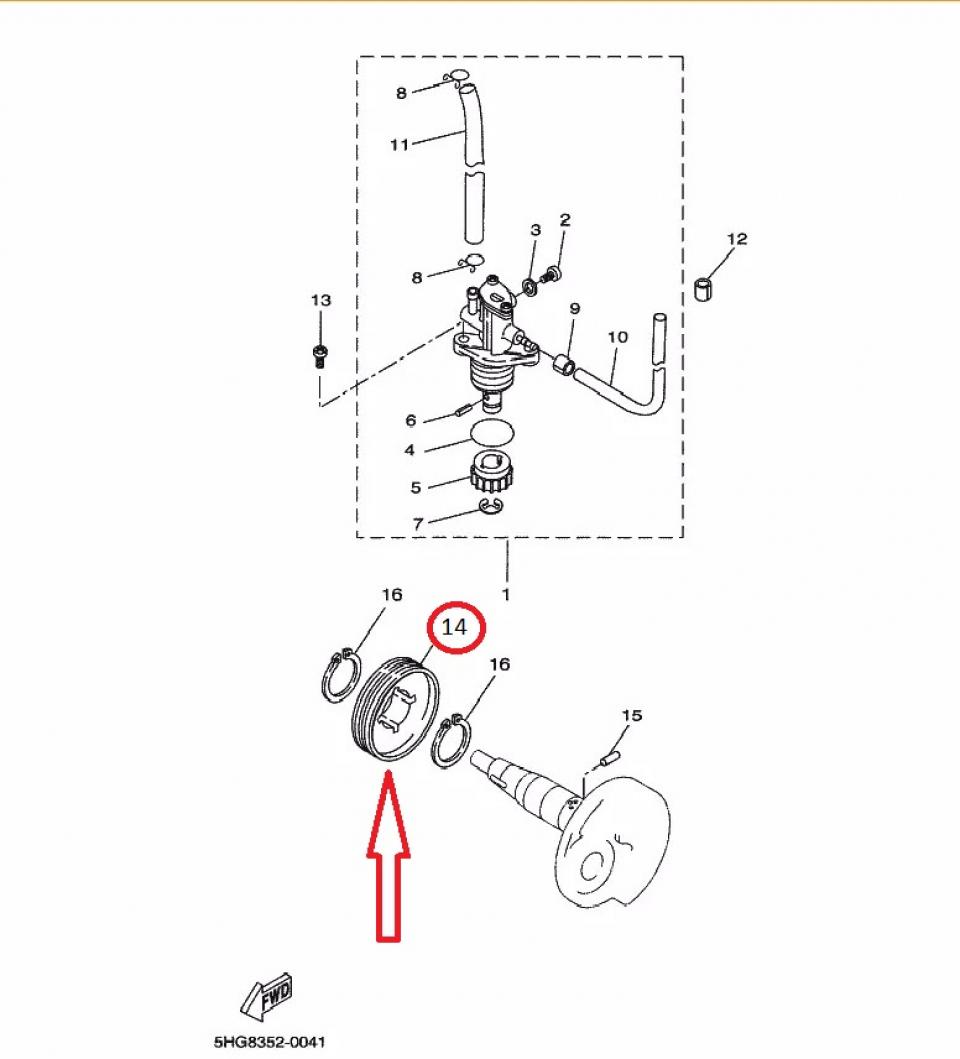 Pignon de pompe à huile pour scooter MBK 50 Nitro Avant 2020 3VL-E3178-00 Neuf