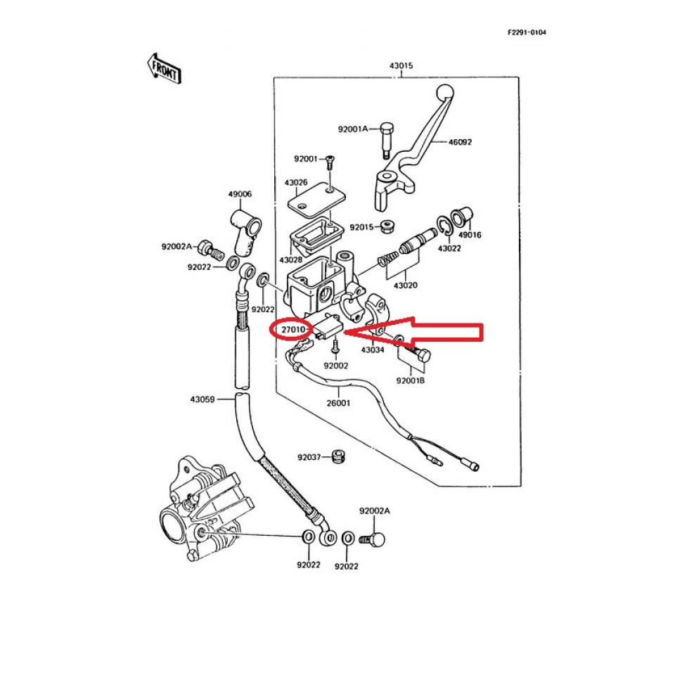 Capteur de frein avant pour quad Kawasaki 360 KVF Prairie 4X4 27010-0025 Neuf