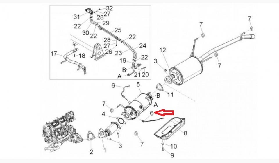 Capteur de température cathaliseur pour auto Piaggio 1300 Porter diesel B005438