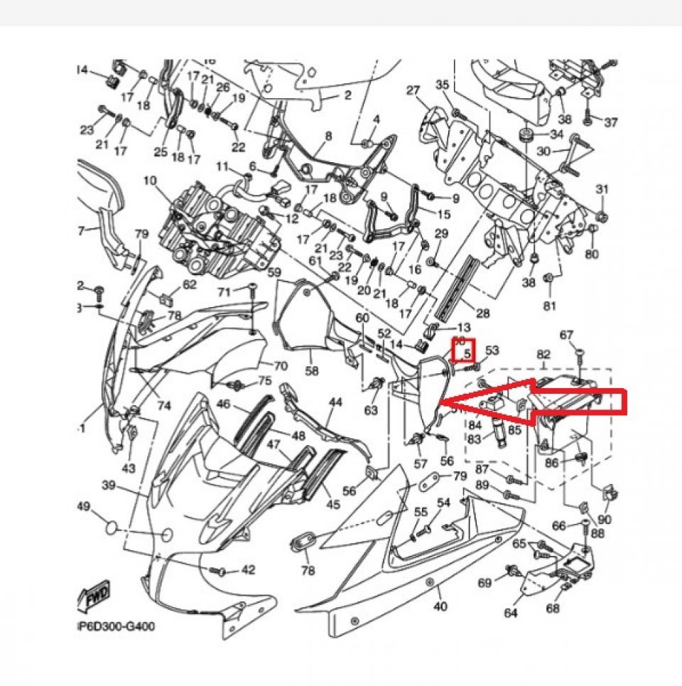 Intérieur cache tête fourche G 3P6-2837L pour moto Yamaha 1300 FJR 2006-11