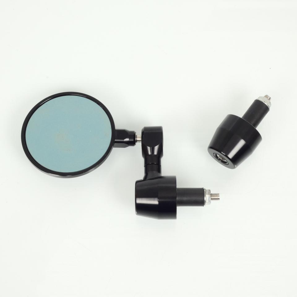 Rétroviseur réversible embout de guidon Mad aluminium noir Ø70mm pour moto Neuf