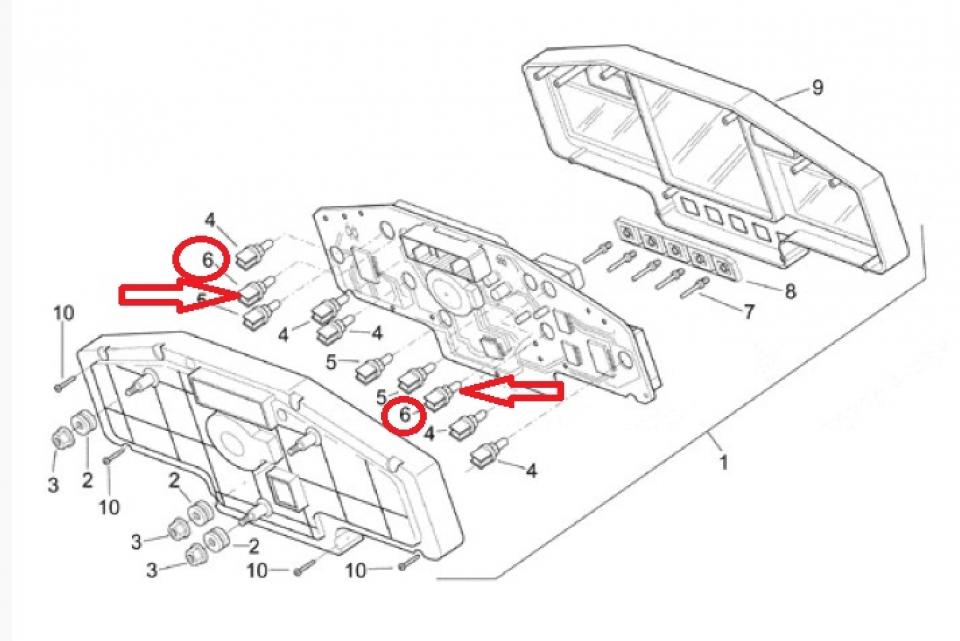 Douille support porte ampoule pour moto Aprilia 1000 RSV AP8124571 12V 3W