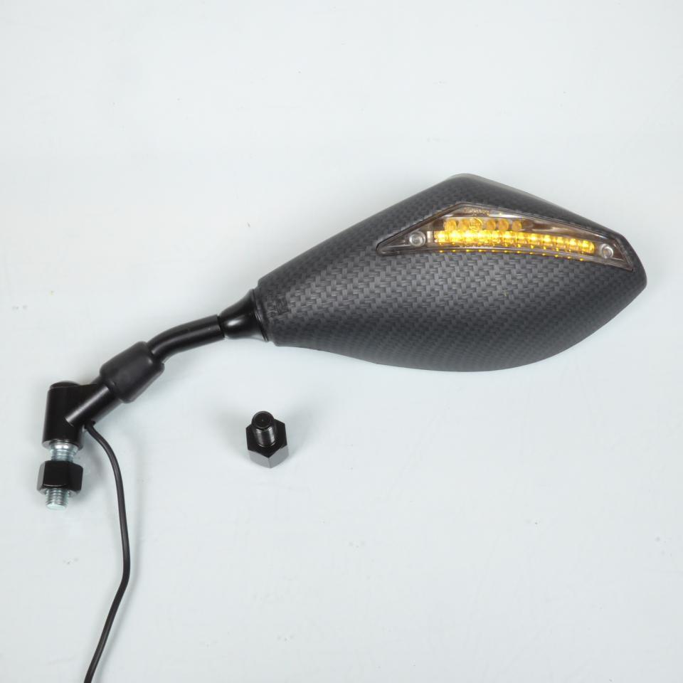 Rétroviseur carbone gauche pour moto avec clignotant led intégré M10 pas 125 standard