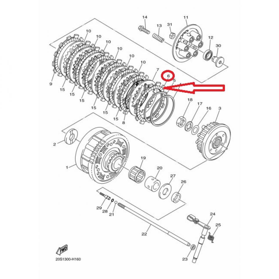 Disque garni d'embrayage pour moto Yamaha 600 FJ 4H7-16321-02-00 Neuf