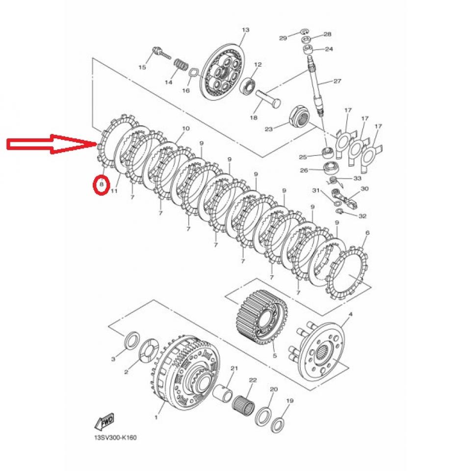 Disque garni d'embrayage 4FN-16321 pour moto Yamaha 600 FZ6 2004 à 2009 Neuf