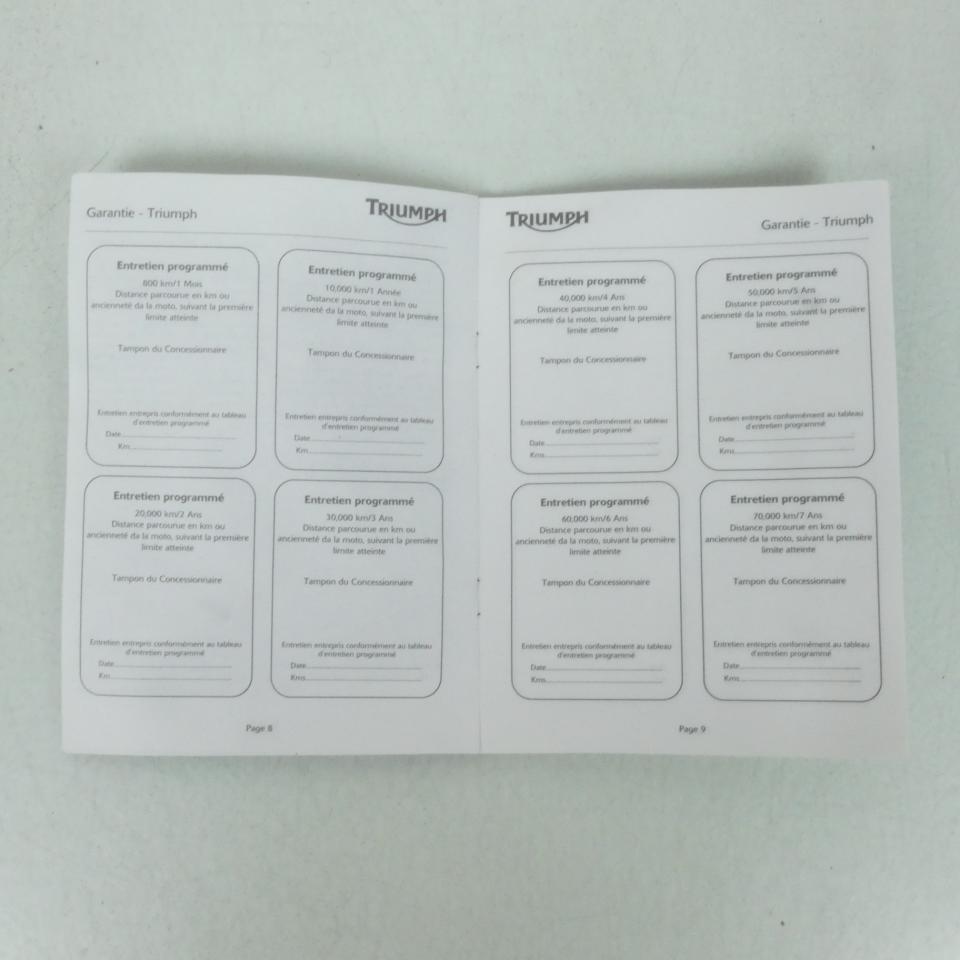 Carnet d'entretien pour moto Triumph America 2000 à 2007 T3855017 T3855352 Neuf