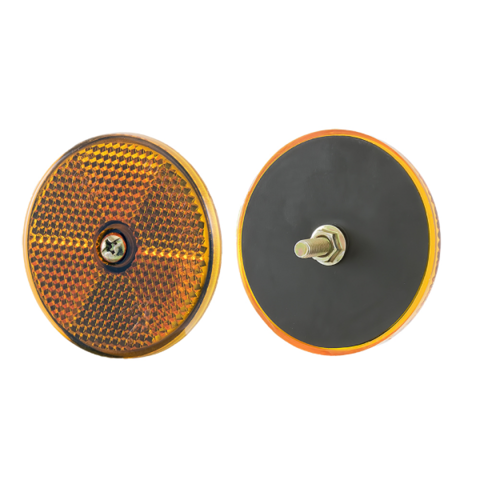 Catadioptre réflecteur homologué RMS orange rond Ø60mm à coller visser pour moto auto