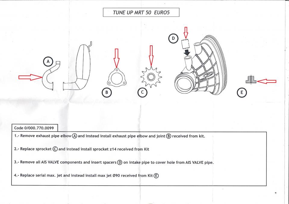 Kit débridage module Tune Up 2 pour moto Rieju 50 MRT après 2021 0/000.770.0099