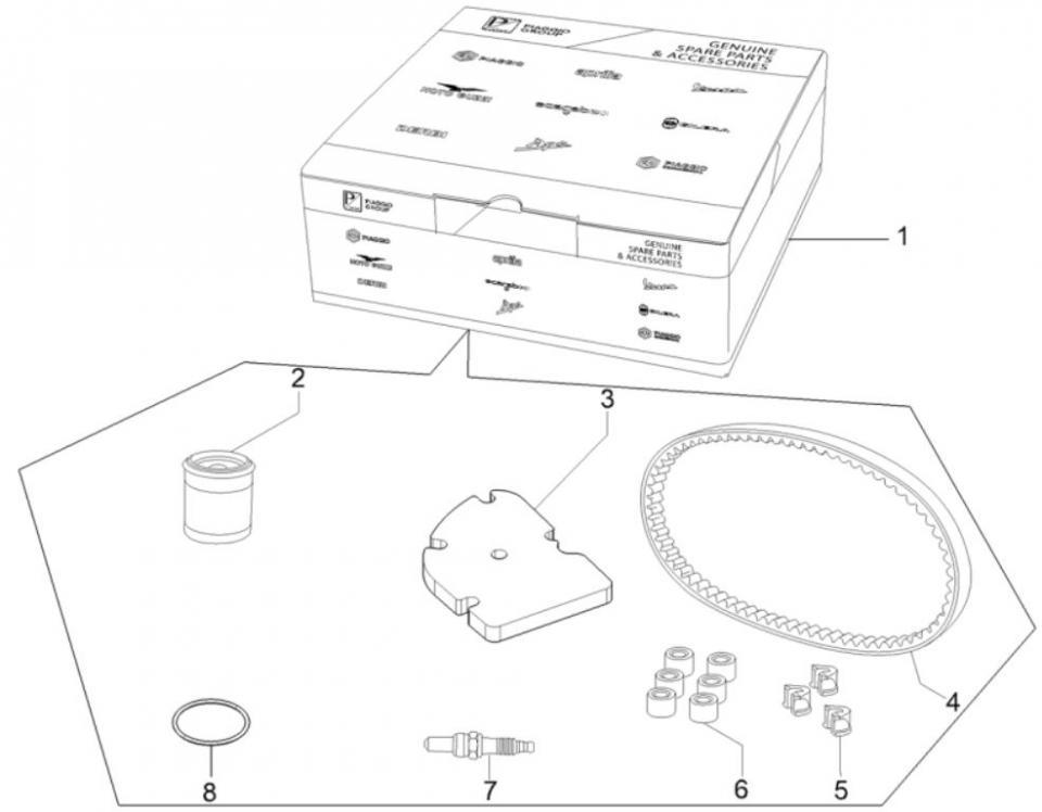 Kit révision entretien origine pour ULM Piaggio 50 Liberty 25 km/h Euro 4 4T 3V AC 2017 à 2019 RP8CA1200 / 1R000517 Neuf