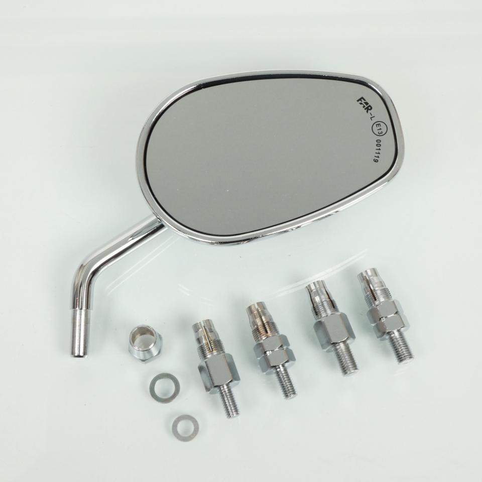 Rétroviseur droit chromé Far pour moto scooter M8 M10 P 1.25 inv std / 6470 Neuf