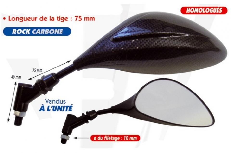 Rétroviseur droit pour moto scooter quad type Rock au look carbone noir Neuf