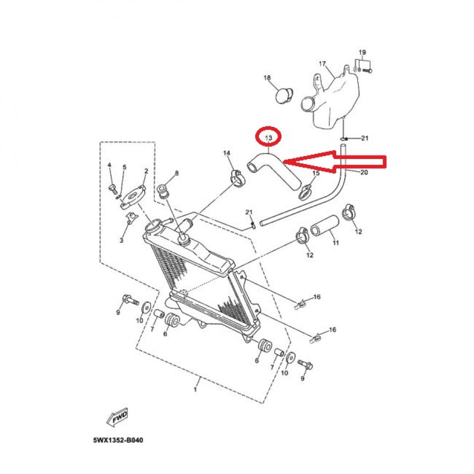 Durite de refroidissement origine pour Moto Yamaha 50 TZR 1996 à 2012 4YV-E2483-00-00 Neuf