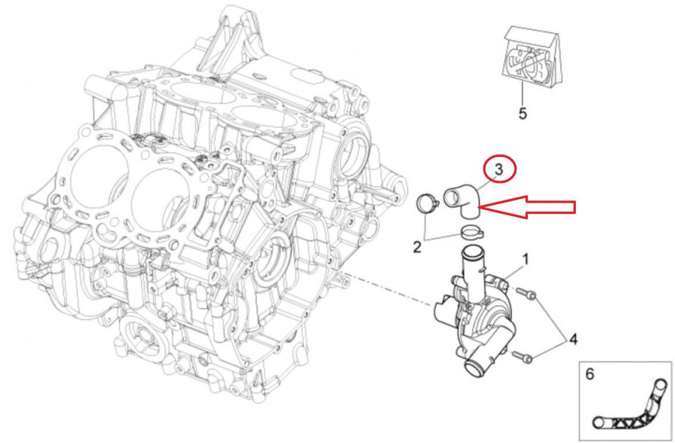 Durite de refroidissement pour moto Aprilia 1000 RSV4 2009 à 2019 2B002201 Ø24mm