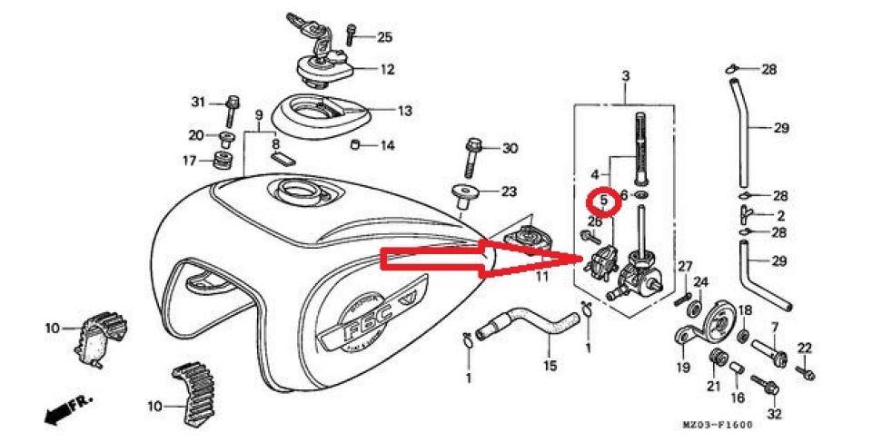 Kit réparation de robinet essence pour moto Honda 500 CB 16953-MBZ-B51 Neuf