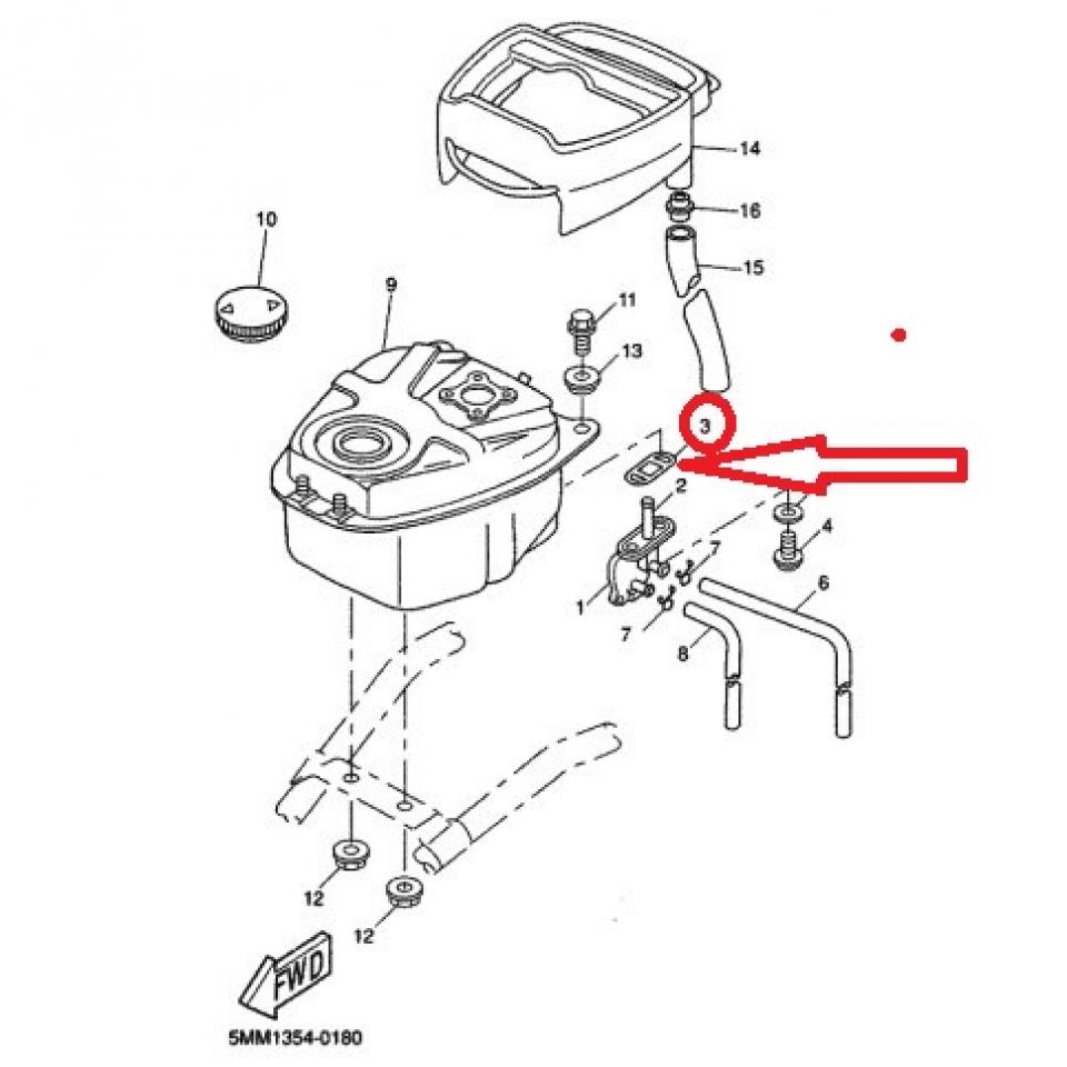 Joint entre réservoir et robinet essence pour scooter MBK 50 Booster 3VL-F4512