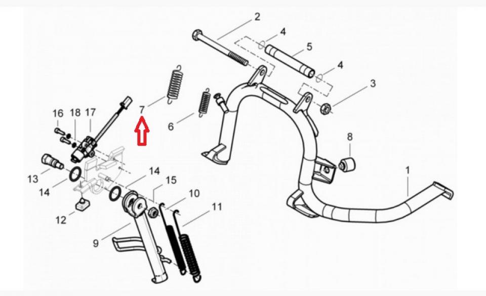 Ressort béquille centrale pour scooter Piaggio 350 Beverly 2012-2020 667567 96mm