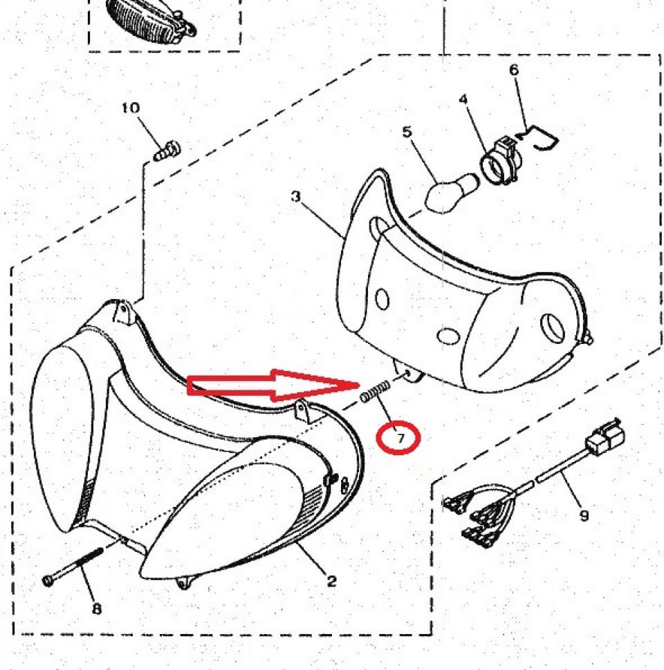 Ressort réglage optique AV pour scooter MBK 125 Skyliner 5AD-H4332-00 Neuf